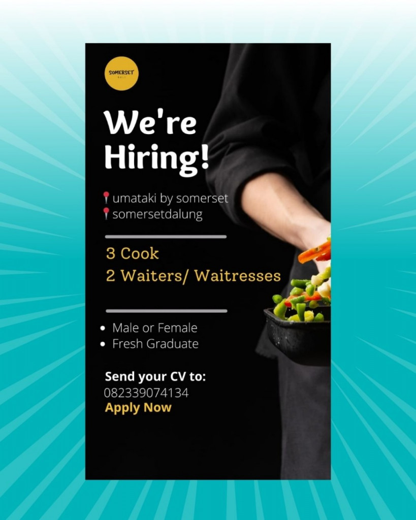 info loker dari SOMERSET BALI, untuk kualifikasi dan persyaratan yuk cek postingan di atas Sobat Perinaker.